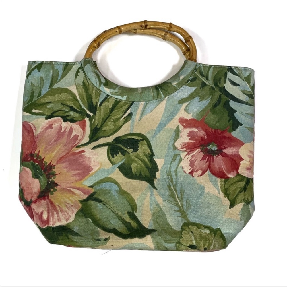 Fossil Tropical Flowers Faux Wood Handle Bag